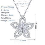 S925 Sterling Silver Moissanite Necklace for Women, Sweet Flower Pendant, Exquisite and Elegant
