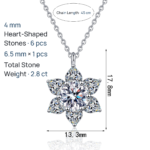 S925 Sterling Silver Moissanite Snowflake Necklace for Women, Fashionable Simple Pendant, Sweet and Cute Collarbone Chain