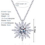 S925 Sterling Silver Moissanite Sunflower Necklace for Women, Clavicle Chain, Minimalist Pendant, Luxury Style