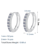 S925 Sterling Silver Full Moissanite Stud Earrings for Women, Fashionable, Simple, Daily Commute, Exquisite