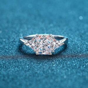 S925 Silver Ring for Women, 3 Carat Moissanite, Unique Geometric Design