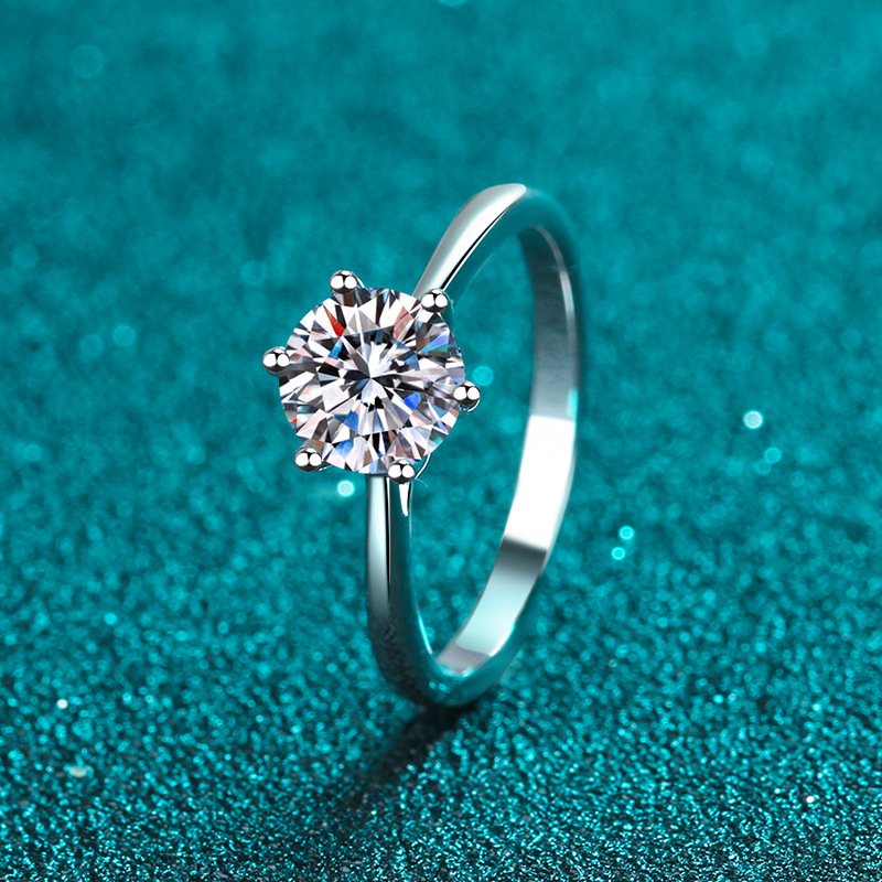 50 Point 1 Carat Moissanite S925 Sterling Silver Ring for Women