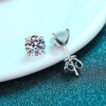 925 Silver Four-Prong Stud Earrings 20pt 30pt 50pt 80pt 1ct 2ct Moissanite Simple Style
