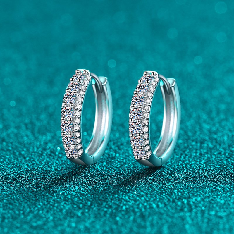 S925 Sterling Silver Full Moissanite Stud Earrings for Women, Fashionable, Simple, Daily Commute, Exquisite