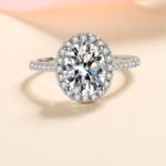 925 Silver Women's Ring with Micro-Setting Oval 1ct 2ct Moissanite Wedding Band