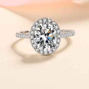 925 Silver Women's Ring with Micro-Setting Oval 1ct 2ct Moissanite Wedding Band