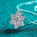 S925 Sterling Silver Moissanite Snowflake Necklace for Women, Fashionable Simple Pendant, Sweet and Cute Collarbone Chain
