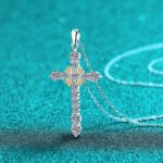 S925 Sterling Silver Moissanite Cross Pendant Necklace for Women, Fashionable and Minimalist