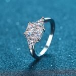 S925 Silver Ring for Women, 3 Carat Moissanite, Unique Geometric Design
