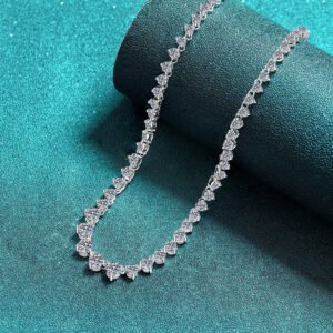 S925 Sterling Silver Moissanite Necklace for Women, Luxurious Full Diamond Look, Fashionable Stackable Design