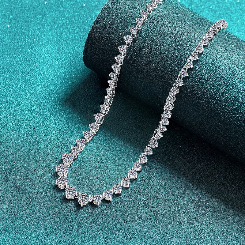 S925 Sterling Silver Moissanite Necklace for Women, Luxurious Full Diamond Look, Fashionable Stackable Design