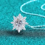 S925 Sterling Silver Moissanite Sunflower Necklace for Women, Clavicle Chain, Minimalist Pendant, Luxury Style