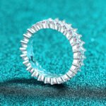 S925 Sterling Silver Full Moissanite Ring for Women, Rectangular Band, Luxury Fashion European and American Style, High-End Ring