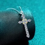 S925 Sterling Silver Moissanite Cross Pendant Necklace for Women, Fashionable and Minimalist