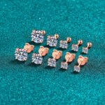 925 Silver Four-Prong Stud Earrings 20pt 30pt 50pt 80pt 1ct 2ct Moissanite Simple Style