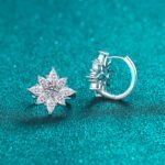S925 Sterling Silver Moissanite Flower Earrings for Women, Sweet and Fashionable, Trendy and Stylish