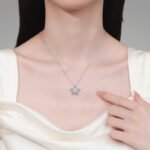 S925 Sterling Silver Moissanite Necklace for Women, Sweet Flower Pendant, Exquisite and Elegant