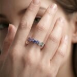 French 2.5mm Princess-Cut Lab Sapphire Ring for Women, Light Luxury Geometric Design
