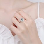925 Silver Women's Ring with Micro-Setting Oval 1ct 2ct Moissanite Wedding Band
