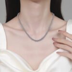 S925 Sterling Silver Moissanite Necklace for Women, Luxurious Full Diamond Look, Fashionable Stackable Design