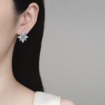 S925 Sterling Silver Moissanite Flower Earrings for Women, Sweet and Fashionable, Trendy and Stylish