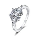 S925 Silver Ring for Women, 3 Carat Moissanite, Unique Geometric Design