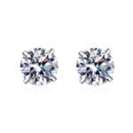925 Silver Four-Prong Stud Earrings 20pt 30pt 50pt 80pt 1ct 2ct Moissanite Simple Style