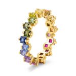 French 2.5mm Princess-Cut Lab Sapphire Ring for Women, Light Luxury Geometric Design