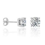 Moissanite Classic Four-Prong Stud Earrings S925 Silver 1ct High-End Minimalist Women