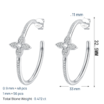 S925 Sterling Silver Moissanite Stud Earrings for Women, Four-Leaf Clover Ear Cuff, Exquisite and Elegant, Light Luxury High-End
