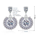 S925 Sterling Silver Moissanite Earrings for Women Sunflower Dazzling Drop Earrings Elegant and Sophisticated