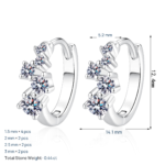 S925 Sterling Silver Moissanite Stud Earrings for Women Irregular Geometric Ear Cuff Minimalist Daily