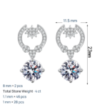 S925 Sterling Silver Moissanite Stud Earrings for Women, Trendy Drop Earrings, Exquisite Light Luxury Holiday Gift