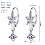 S925 Sterling Silver Moissanite Butterfly Earrings for Women, Tassel Drop Earrings, Delicate and Simple