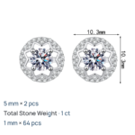 S925 Sterling Silver Moissanite Star Hollow Four-Prong Earrings for Women, Ins Style Holiday Gift