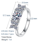S925 Sterling Silver Moissanite Ring for Women, Simple Starry Style, Personalized Ring, Holiday Gift