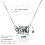 S925 Sterling Silver Moissanite Necklace for Women, Super Shiny Square Sugar Heart Collarbone Pendant, Simple and Sweet