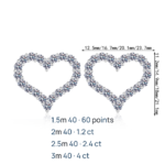 S925 Sterling Silver Moissanite Heart Stud Earrings for Women Sweet Cute Fresh Daily Versatile
