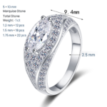 S925 Sterling Silver Moissanite Ring for Women, Marquise Evil Eye Luxury Style