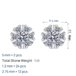 S925 Sterling Silver Moissanite Earrings Sunflower Design Delicate Light Luxury Daily Versatile Holiday Gift