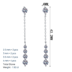S925 Sterling Silver Moissanite Earrings for Women, Tassel Drop Earrings, Exquisite and Luxurious