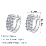 S925 Sterling Silver Moissanite Stud Earrings for Women Classic Hoop Style Elegant Daily Accessories
