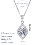 S925 Sterling Silver Moissanite Necklace for Women, Drop Hollow Pendant, Daily Versatile Fashion Trend Gift