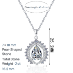 S925 Sterling Silver Pear-Shaped Moissanite Pendant Necklace for Women, Sunflower Teardrop Pendant, Elegant Luxury Collarbone Chain