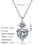 S925 Sterling Silver Moissanite Necklace, Heart Pendant, Sweet and Elegant Light Luxury Jewelry