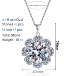 S925 Sterling Silver Moissanite Necklace for Women, Sunflower Style, Light Luxury Elegant, Festive Gift