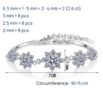 S925 Sterling Silver Moissanite Bracelet for Women, Snowflake Fashion Jewelry, Gift for Girlfriend