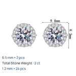 S925 Sterling Silver Moissanite Stud Earrings for Women, Light Luxury European and American Style, Korean Minimalist Earrings, Daily Versatile
