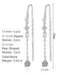 S925 Sterling Silver Moissanite Stud Earrings for Women, Waterdrop Long Tassel Dangle Earrings, Vintage High-End Fashion