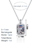 S925 Sterling Silver Moissanite Necklace for Women, Minimalist Square Pendant, Collarbone Chain, Daily Versatile
